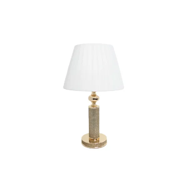 Gold Crystal Effect Table Lamp with White Fabric Shade