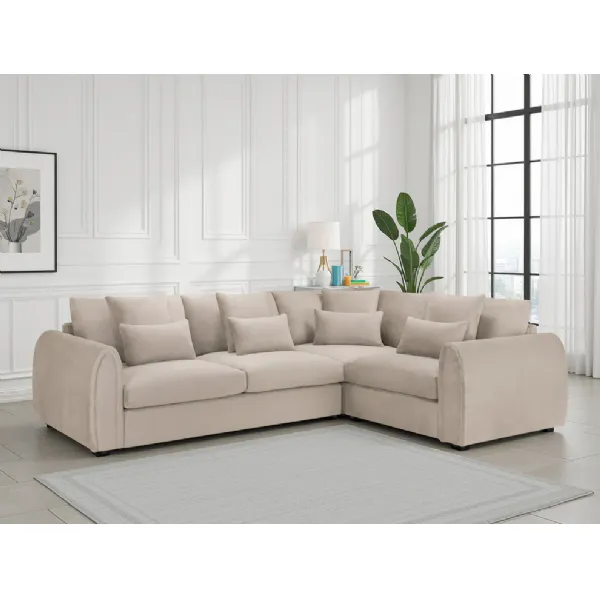 Mocha Chenille Fabric Right Hand Facing Corner Sofa