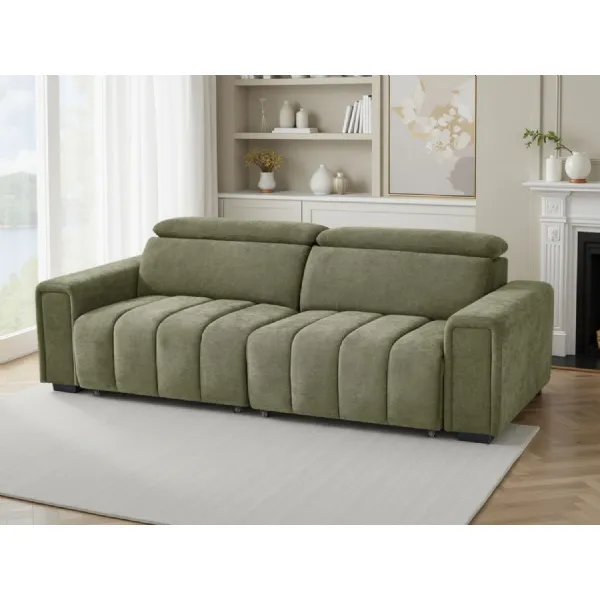 Green Fabric 3 Seater Electric Recliner Sofa Bed