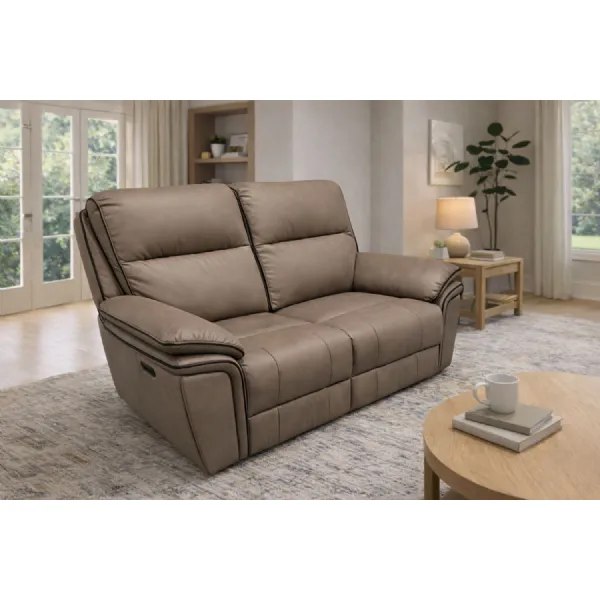 Modern Brown Leatheraire Upholstered 2 Seater Recliner Sofa