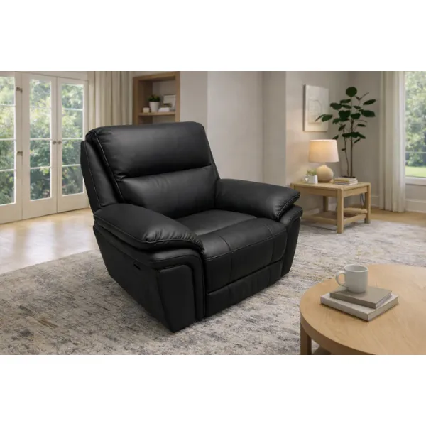 Modern Black Leather Fabric Upholstery Sofa Recliner Armchair