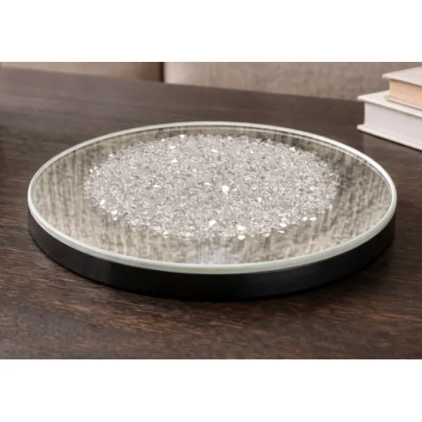 Modern Round Mirrored Crushed Diamond Coaster Set of 24