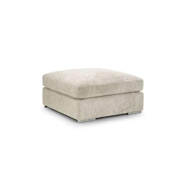 Beige Chenille Fabric Square Footstool