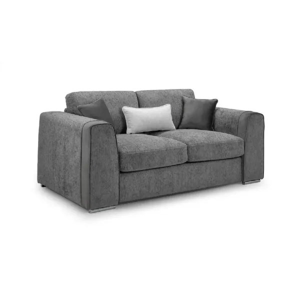 Grey Chenille Fabric Upholstered 2 Seater Sofa
