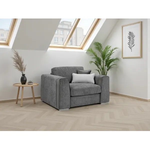 Grey Chenille Fabric Upholstered Armchair