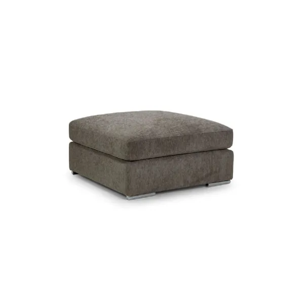 Mocha Grey Chenille Fabric Square Footstool