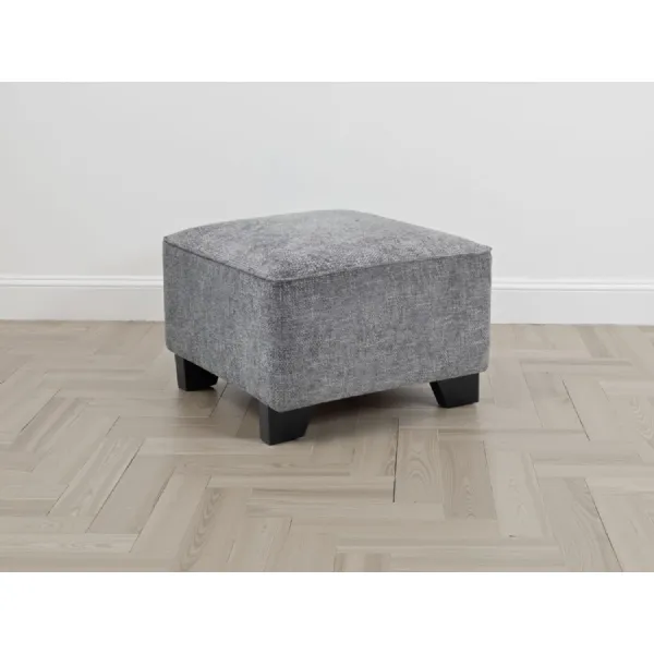 Slate Fabric Compact Footstool Padded Seat