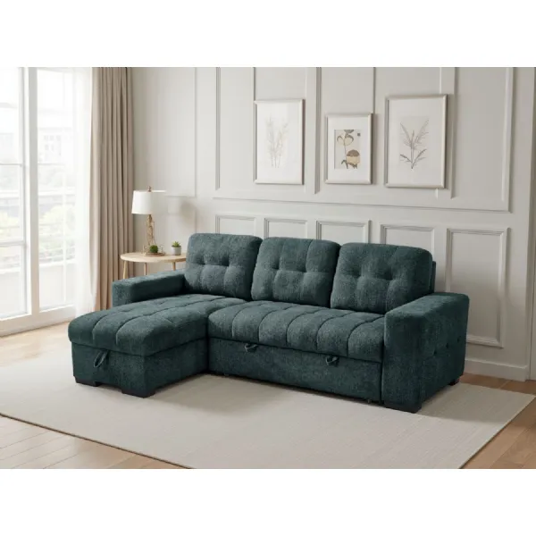 Teal Fabric Universal Corner Chaise Sofabed