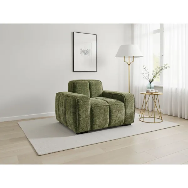 Olive Green Fabric Standard Back Armchair
