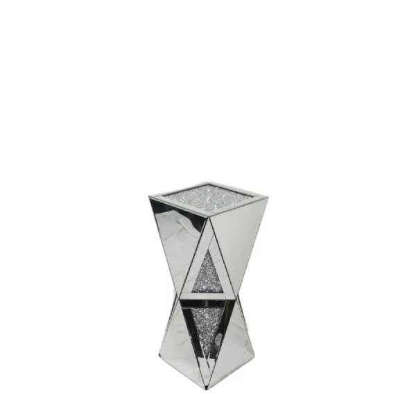 Mirrored Decorative Pedestal Stand with Crushed Diamond Detailing