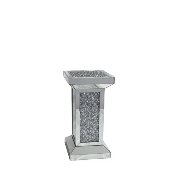 Mirrored Crushed Crystal Pedestal Display Stand with Square Top