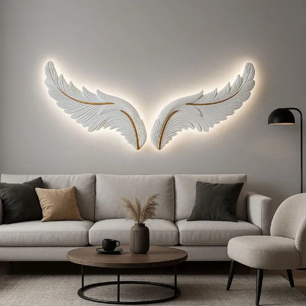 Modern White LED Feather Wings Wall Light with Warm LED