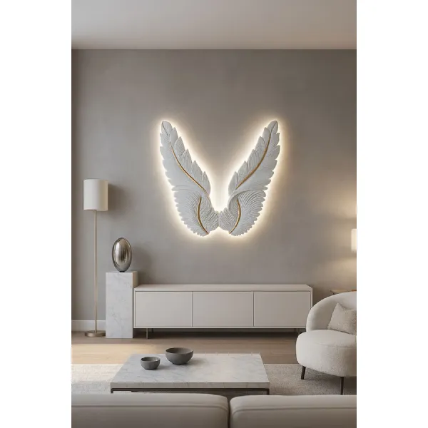 Modern White LED Feather Wings Wall Light with Warm LED