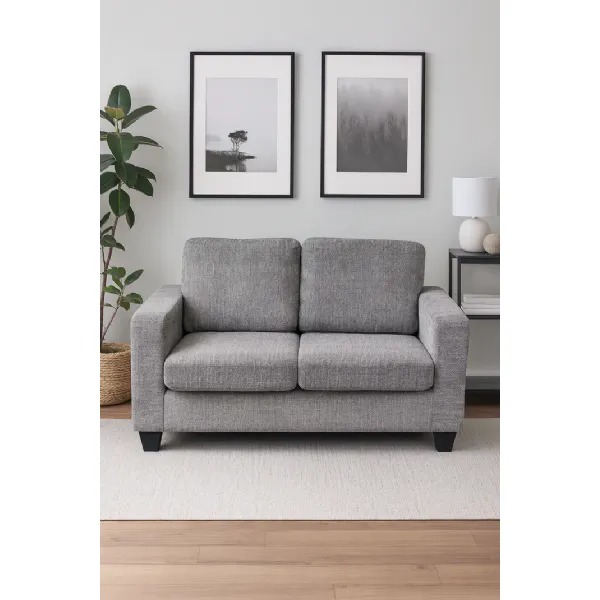 Modern Grey Fabric 2 Seater Sofa in a Box Design