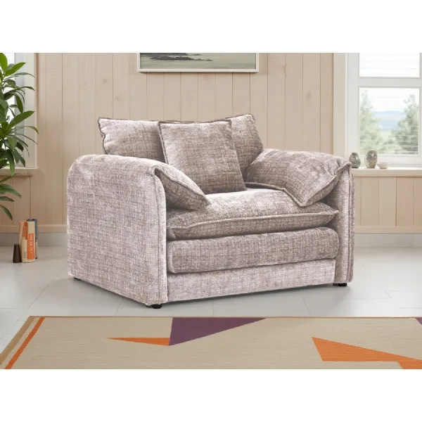 Beige Chenille Fabric Armchair Standard Back