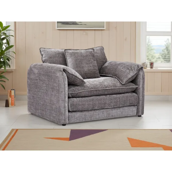 Grey Chenille Fabric Armchair Standard Back