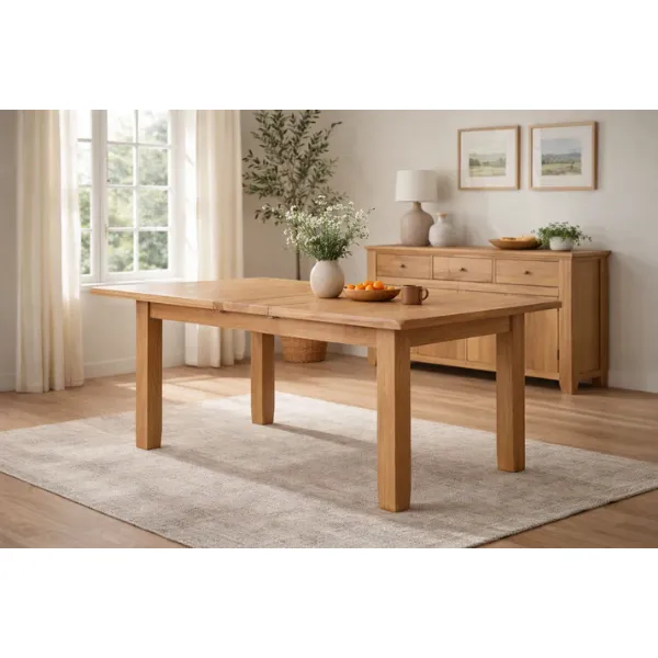 Modern Oak Rectangular Extending Dining Table 140 to 180cm