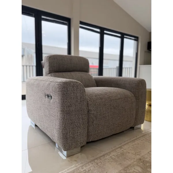 Beige Fabric Electric Recliner Standard Back Armchair