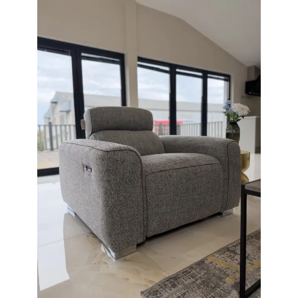 Grey Fabric Electric Recliner Standard Back Armchair