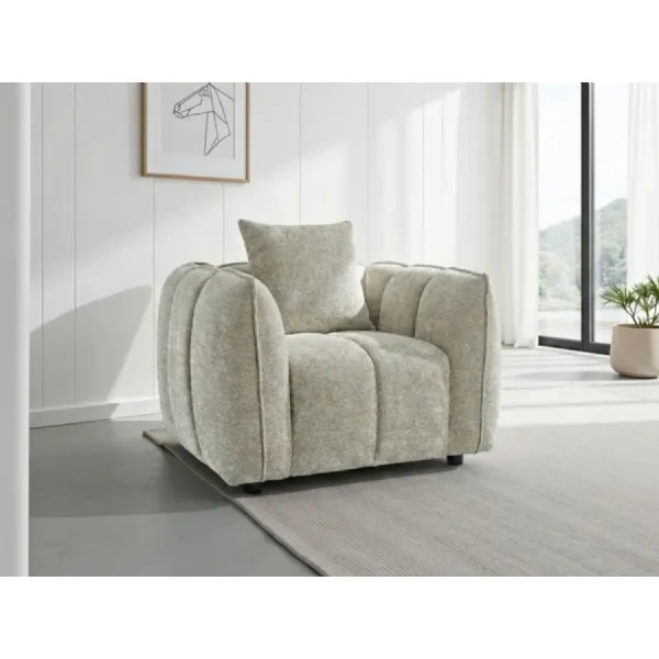 Beige Fabric Tufted Design Armchair Pillow Back