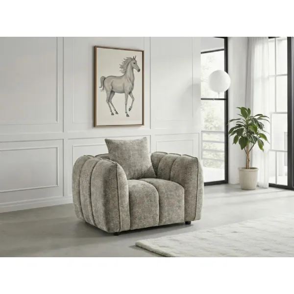 Mocha Fabric Tufted Design Armchair Pillow Back