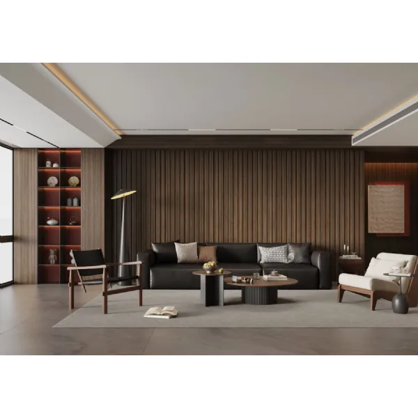 Set of 8 Modern Walnut PVC Decorative Wall Panels 240cm