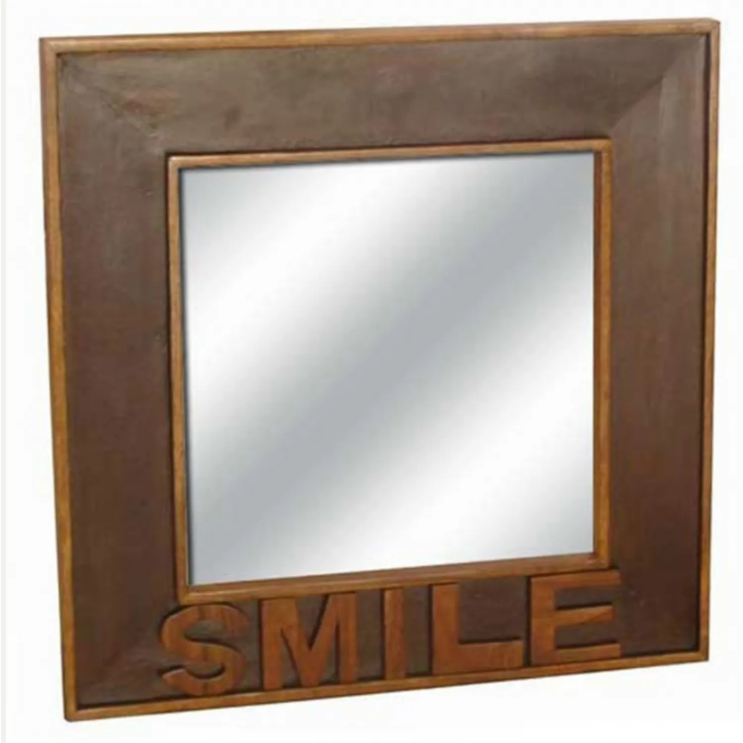 Indian Acacia Mirror 60x60 SMILE Letters Indian Acacia Mirror 60x60 SMILE Letters