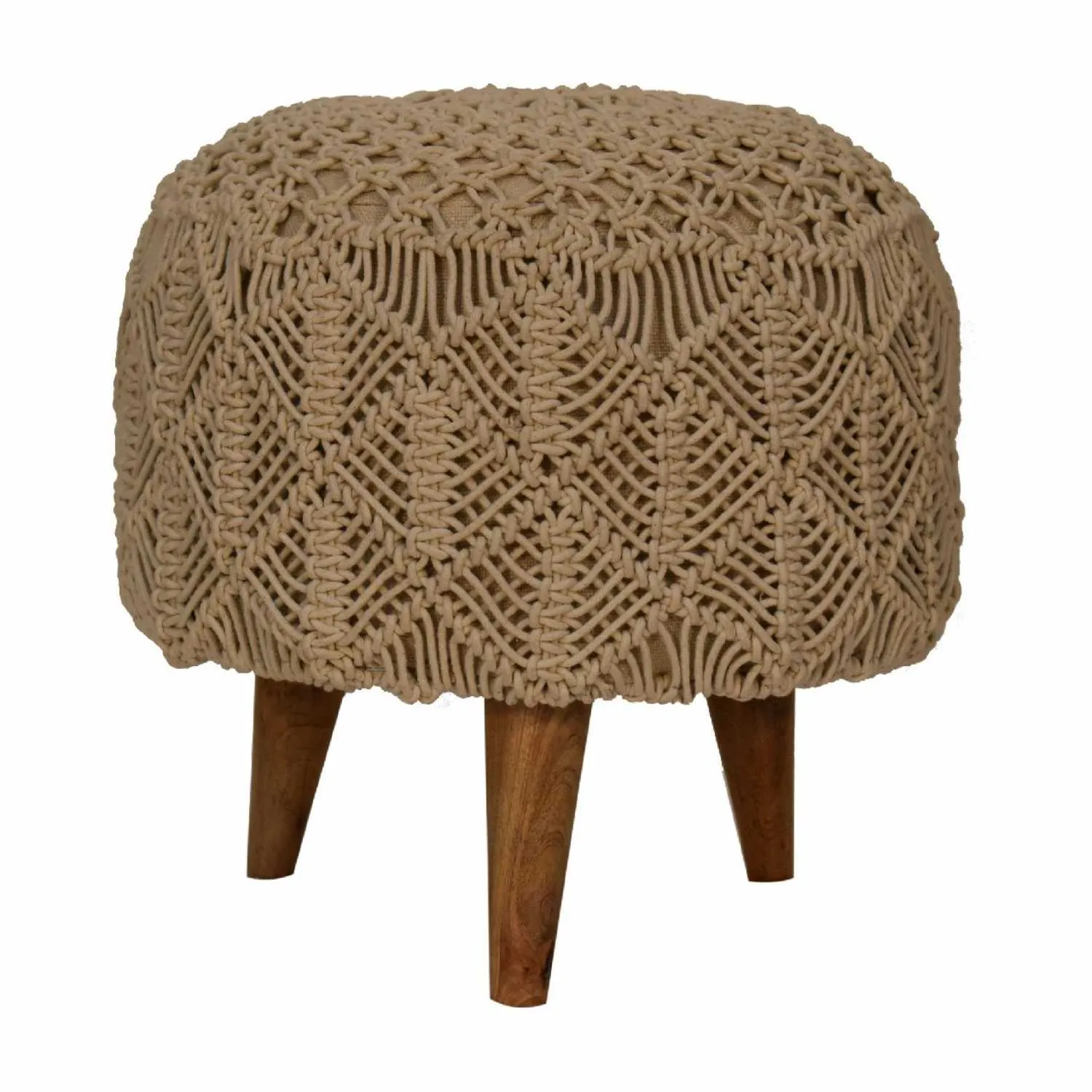 Crotchet Beige Footstool Crotchet Beige Footstool