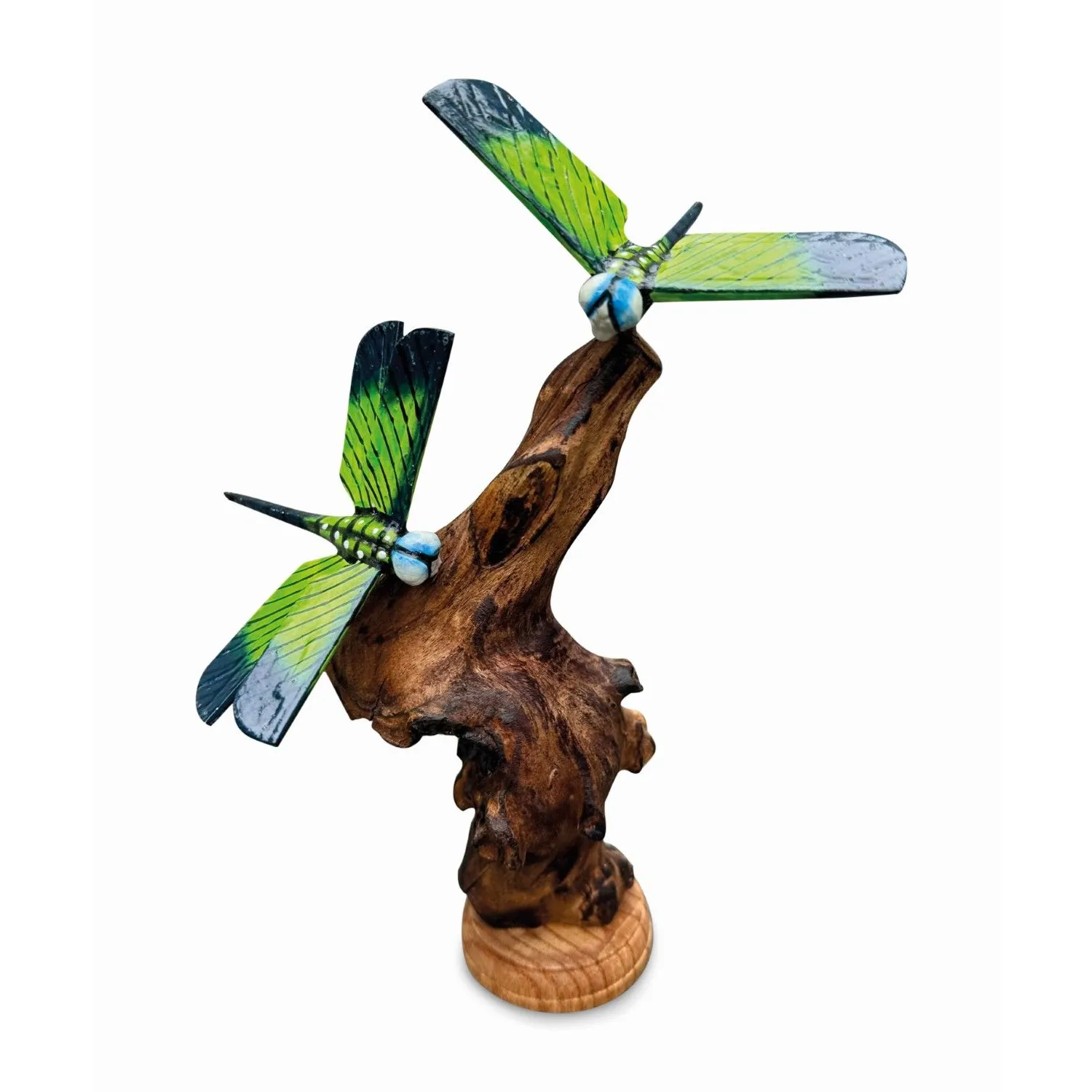 Double Emperor Dragonfly On Driftwood H18cm Double Emperor Dragonfly On Driftwood H18cm