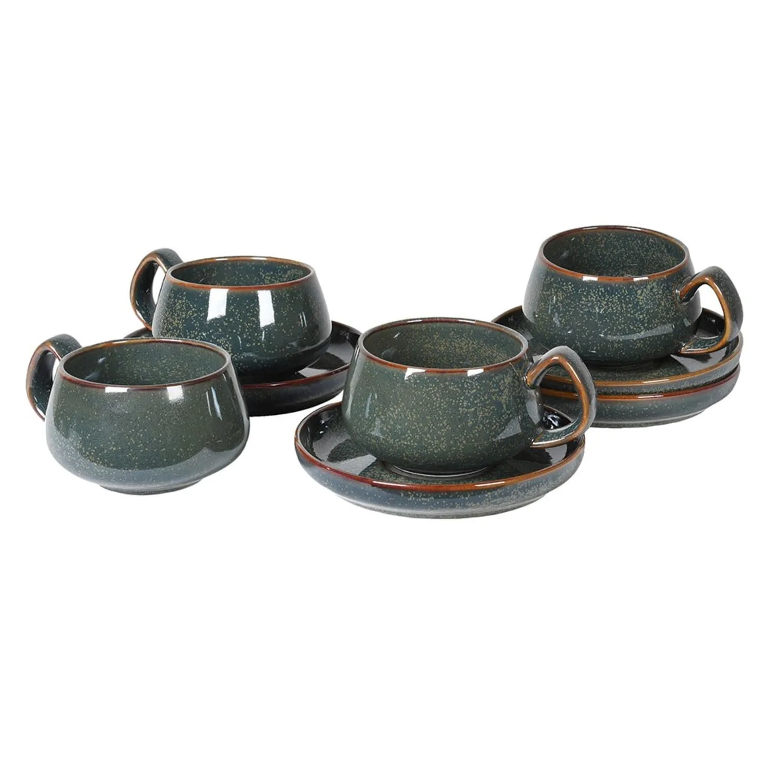 Set of 4 Obsidian Cups and Saucers Set of 4 Obsidian Cups and Saucers